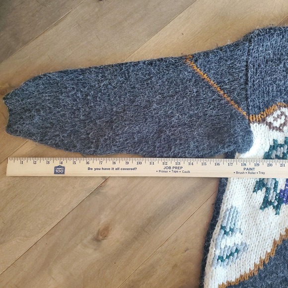 Vintage Kitty Hawk Oversize Sweater size Medium Gray Floral 80s Retro EUC Boho - Picture 9 of 11